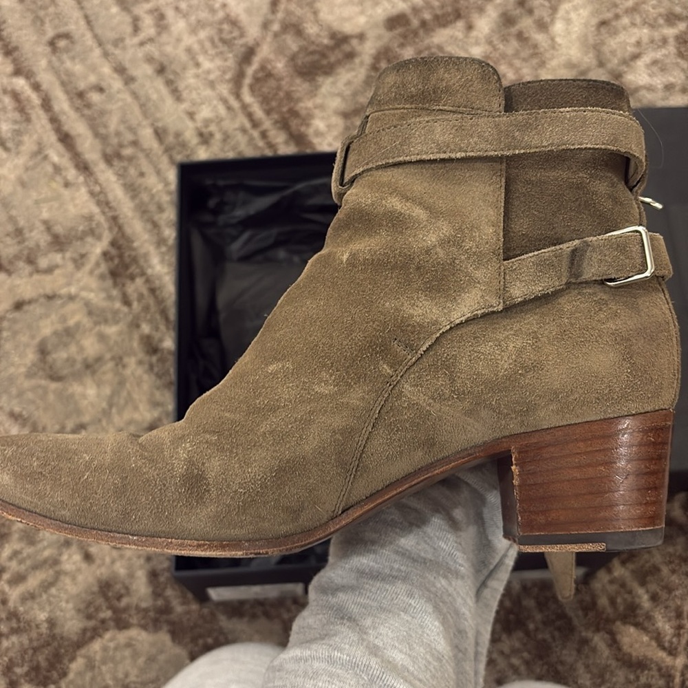 Saint Laurent Paris Suede Ankle Boots Khaki size EU37.5 - Picture 9 of 14